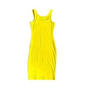 Bright Yellow Cotton Spandex Fitted Dress